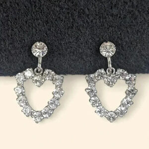 B. David Vintage Rhinestone Heart Earrings